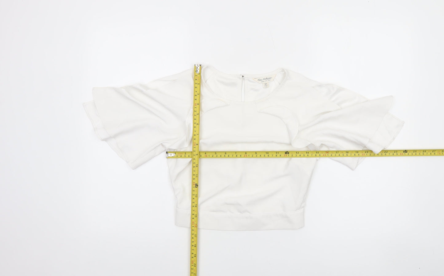 Miss Selfridge Women’s White Cropped Flutter Sleeve Blouse UK 6