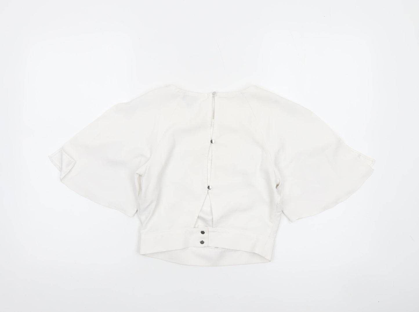 Miss Selfridge Women’s White Cropped Flutter Sleeve Blouse UK 6