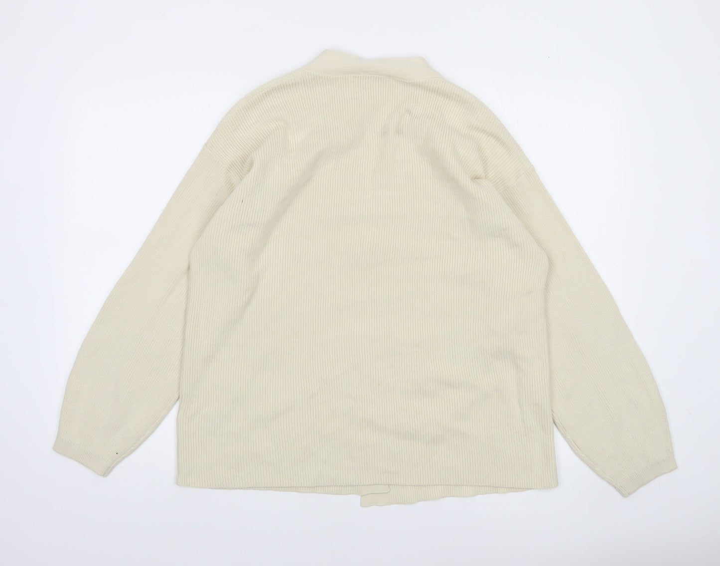 Marks and Spencer Women Ivory V-Neck Cardigan M Cotton Knit