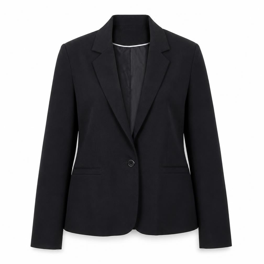 Tu Women Black Slim Fit One Button Blazer Jacket Size 12