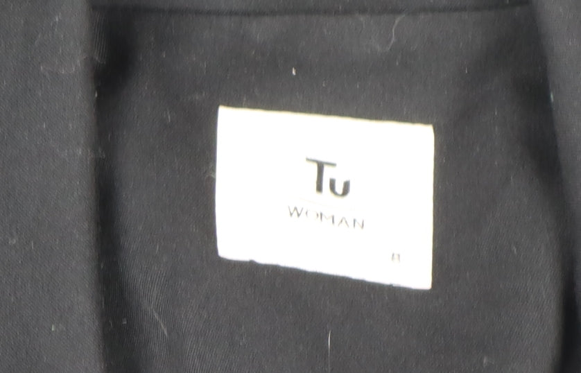 Tu Women Black Slim Fit One Button Blazer Jacket Size 12