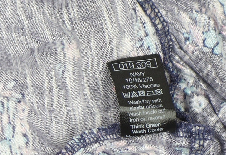 M&Co Women Blue Floral Ruffle Tunic Blouse Size 16