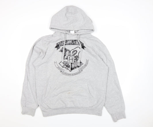Fahona Womens Grey Hogwarts Pullover Hoodie Size L Cotton Blend