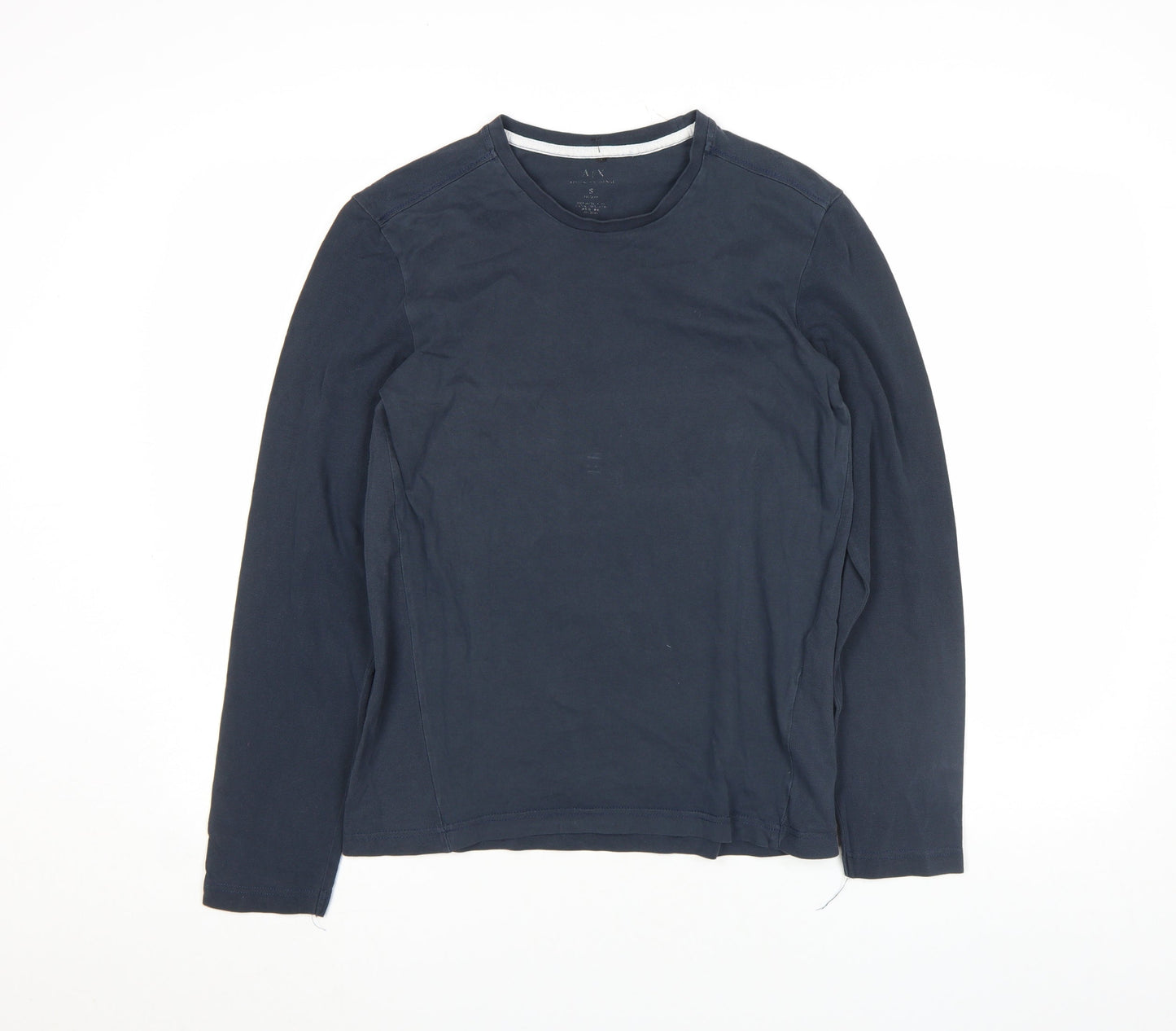 Armani Exchange Men’s Navy Blue Long Sleeve Cotton Crew Neck Top Size S