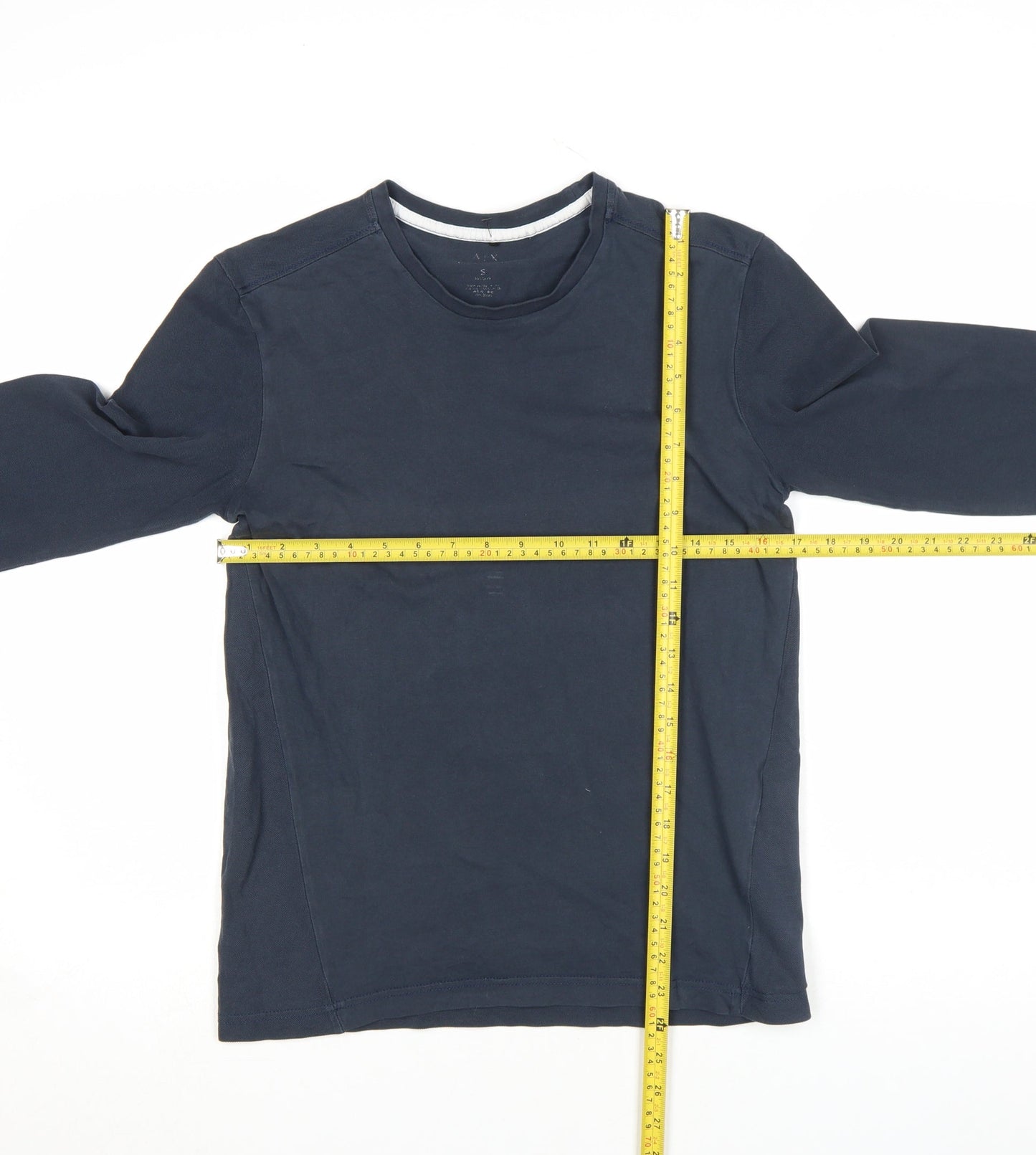 Armani Exchange Men’s Navy Blue Long Sleeve Cotton Crew Neck Top Size S