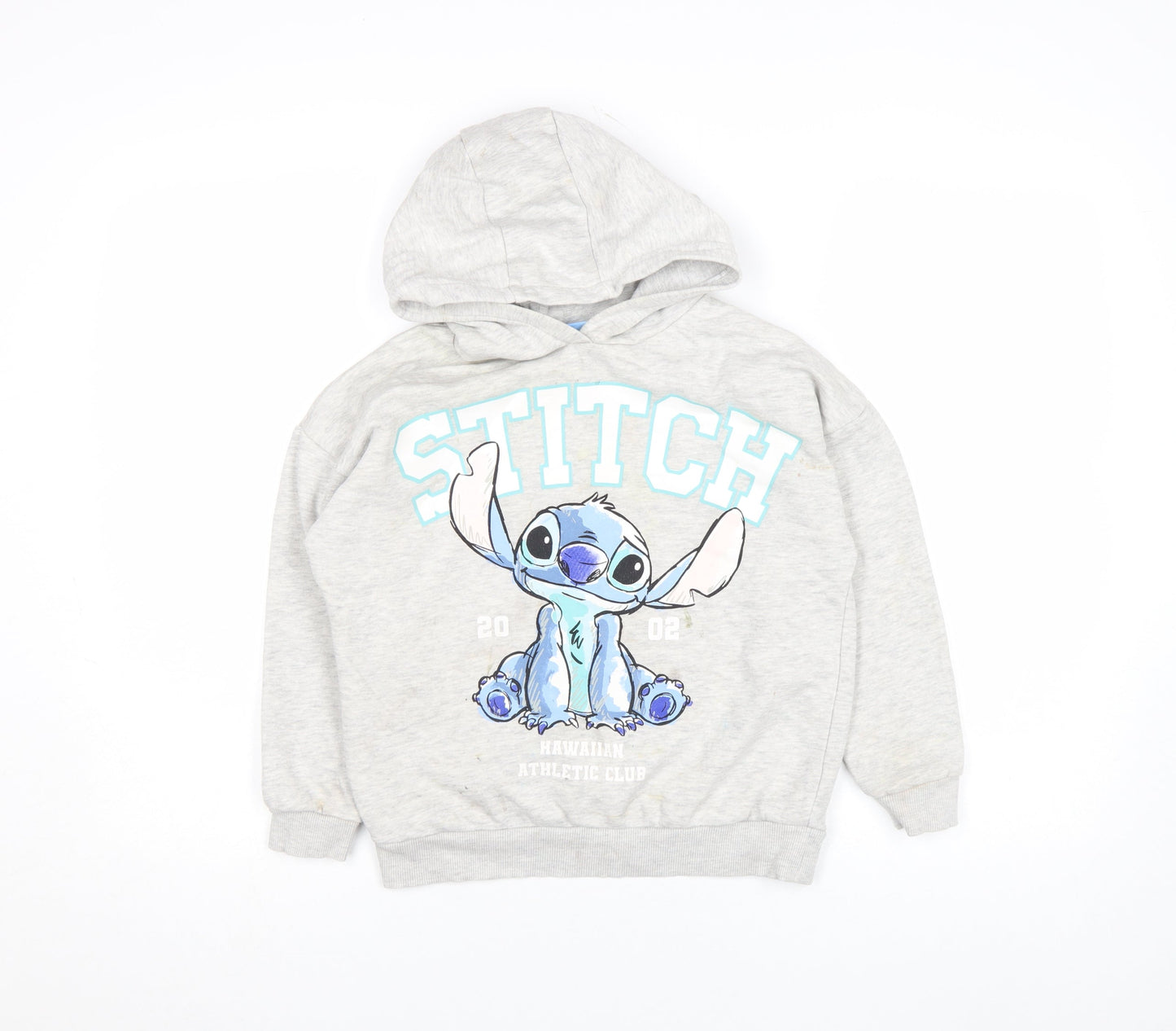 Disney Girls Grey Stitch Hoodie 9 Years Pullover Cotton Blend Sweatshirt
