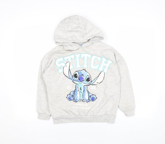 Disney Girls Grey Stitch Hoodie 9 Years Pullover Cotton Blend Sweatshirt