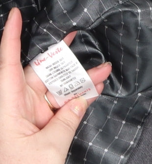 Une Veste Women Grey Wool Blend Zip Up Jacket Size XL