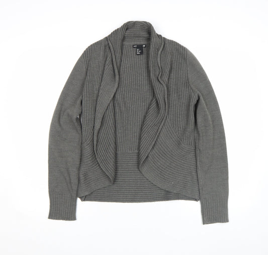 H&M Women’s Grey Ribbed Knit Long Sleeve Cardigan Size S
