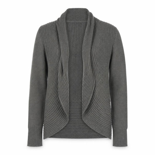 H&M Women’s Grey Ribbed Knit Long Sleeve Cardigan Size S