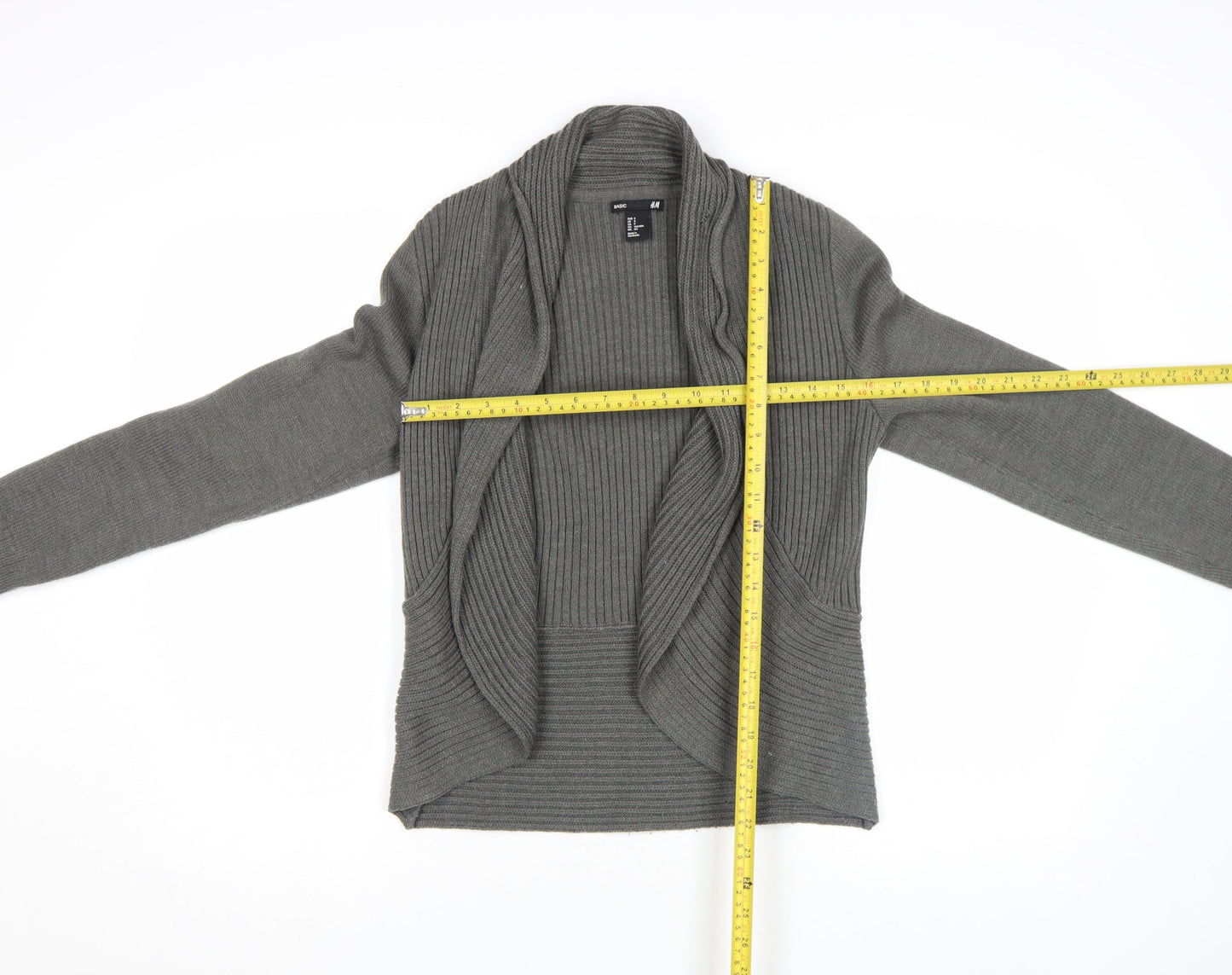 H&M Women’s Grey Ribbed Knit Long Sleeve Cardigan Size S