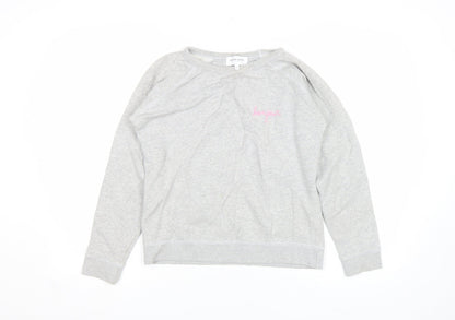 Additional front view of Maison Labiche girls’ grey cotton embroidered pullover sweatshirt s