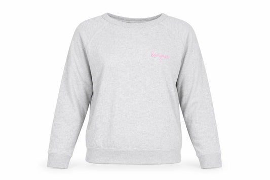 Maison Labiche Girls Grey Cotton Embroidered Pullover Sweatshirt S