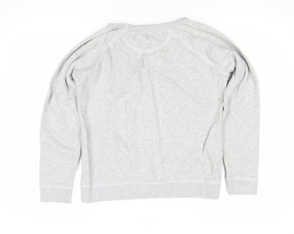 Close-up detail of Maison Labiche girls’ grey cotton embroidered pullover sweatshirt s