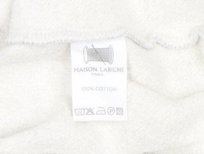 Brand and care label for Maison Labiche girls’ grey cotton embroidered pullover sweatshirt s