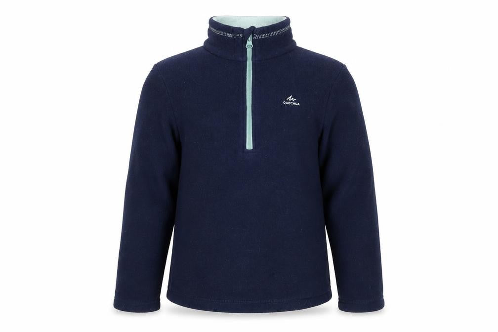 Quechua Boys Blue Fleece 1/4 Zip Hiking Pullover Top - 7 Years