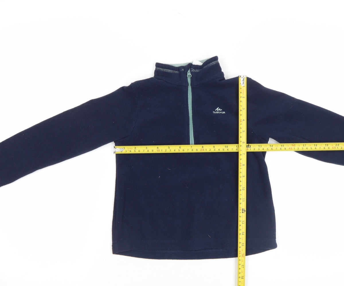 Quechua Boys Blue Fleece 1/4 Zip Hiking Pullover Top - 7 Years