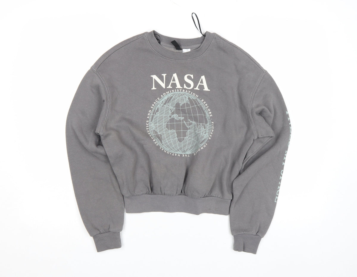 DIVIDED Girls Grey NASA Relaxed Pullover Fleece Sweatshirt XS