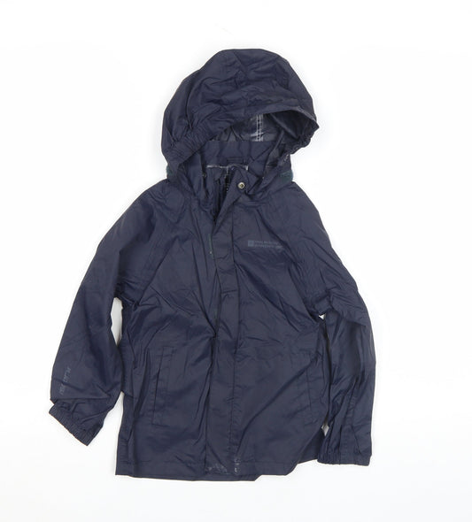 Mountain Warehouse Boys Blue Waterproof Rain Coat 5-6 Years Hooded Lightweight Jacket