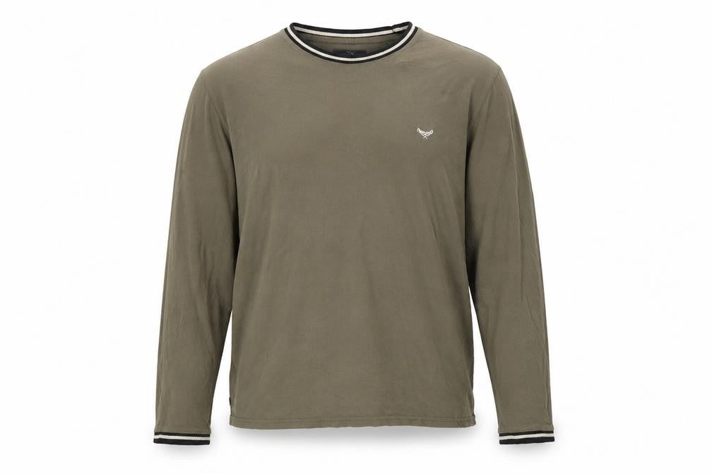 Threadbare Men's Green Long Sleeve Cotton Crew Neck Top L