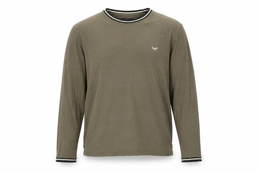 Threadbare Men's Green Long Sleeve Cotton Crew Neck Top L
