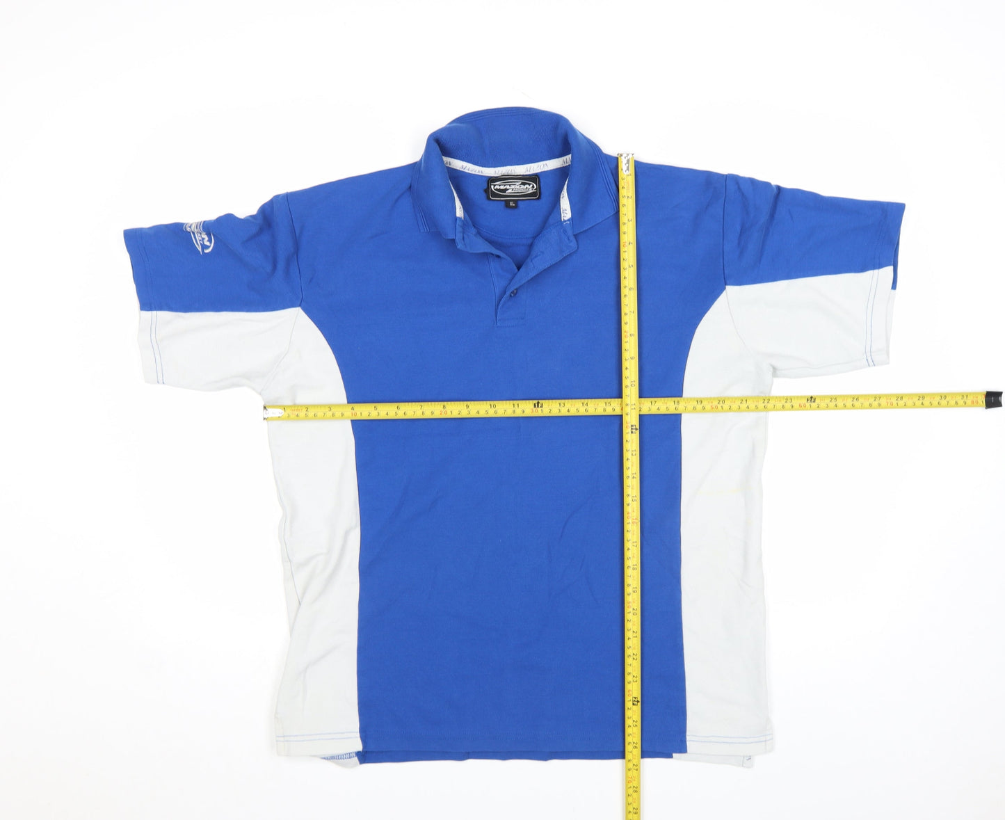 Mazon Hockey Men's Blue White XL Short Sleeve Polo Shirt