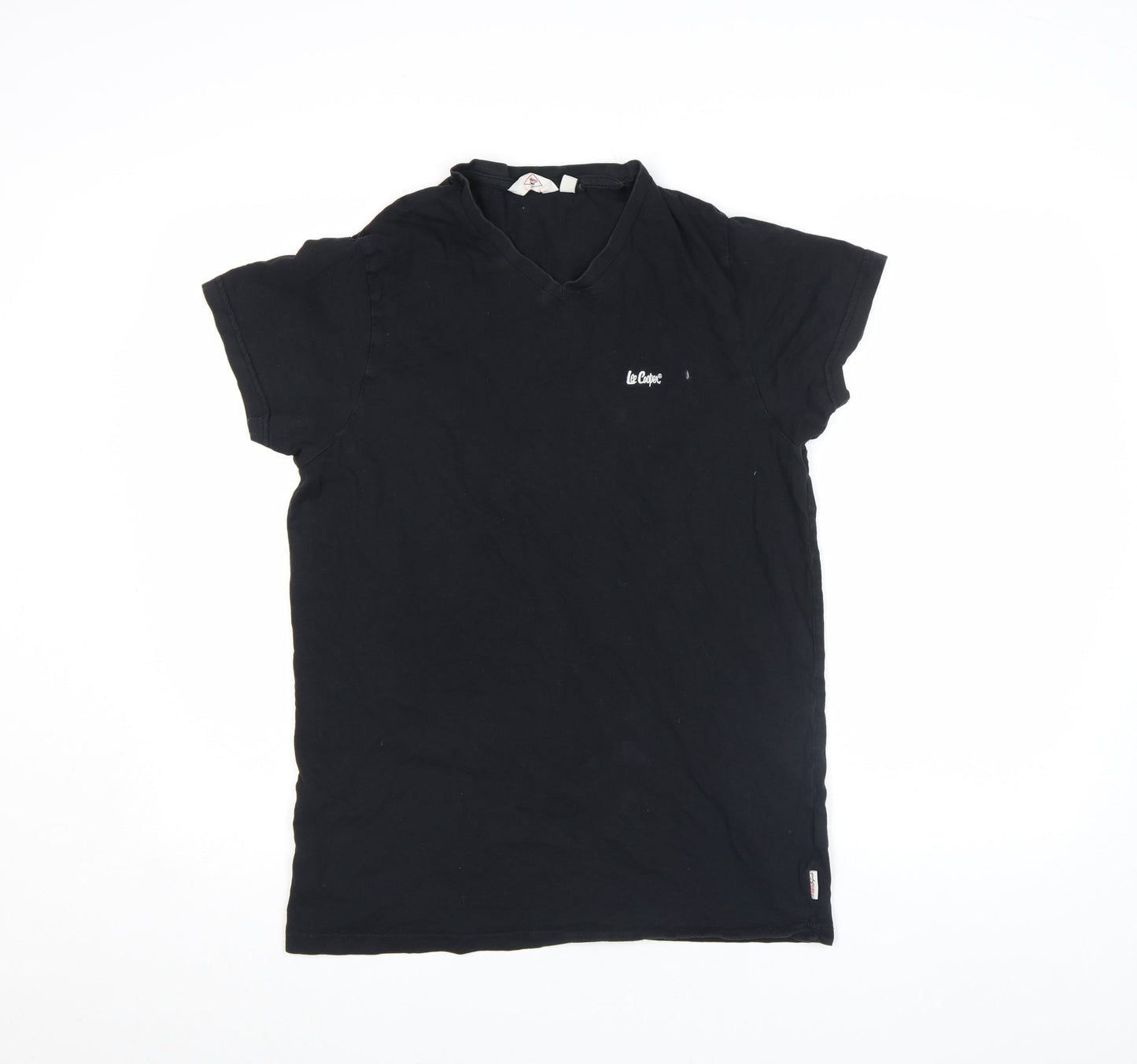 Lee Cooper Men’s Black V-Neck Short Sleeve Cotton T-Shirt Size S