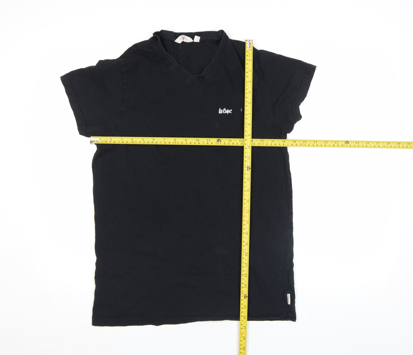 Lee Cooper Men’s Black V-Neck Short Sleeve Cotton T-Shirt Size S