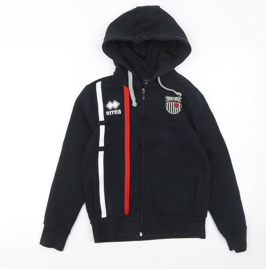 Errea Boys Black XS Full Zip Hoodie with Logo and Colourblock Design