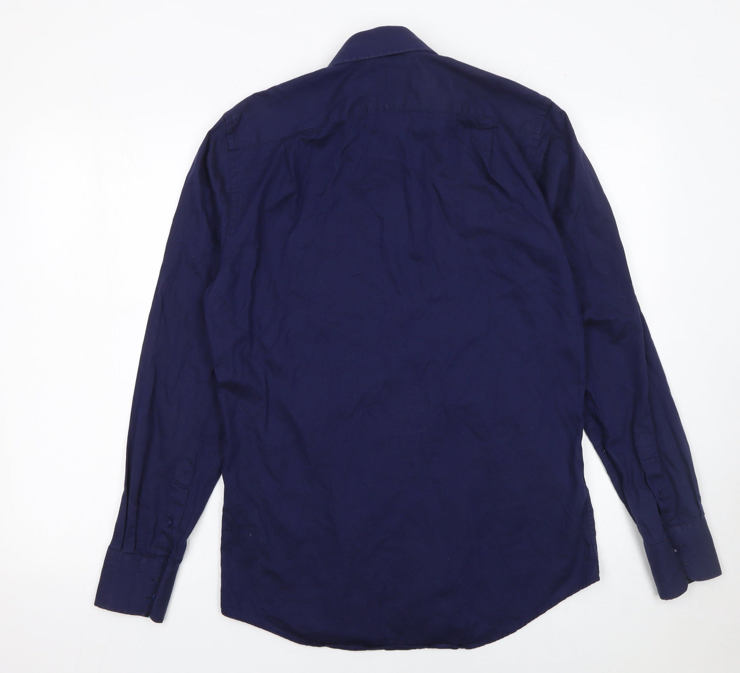 Duchamp London Men's Blue Tailored Fit Cotton Dress Shirt 15/38