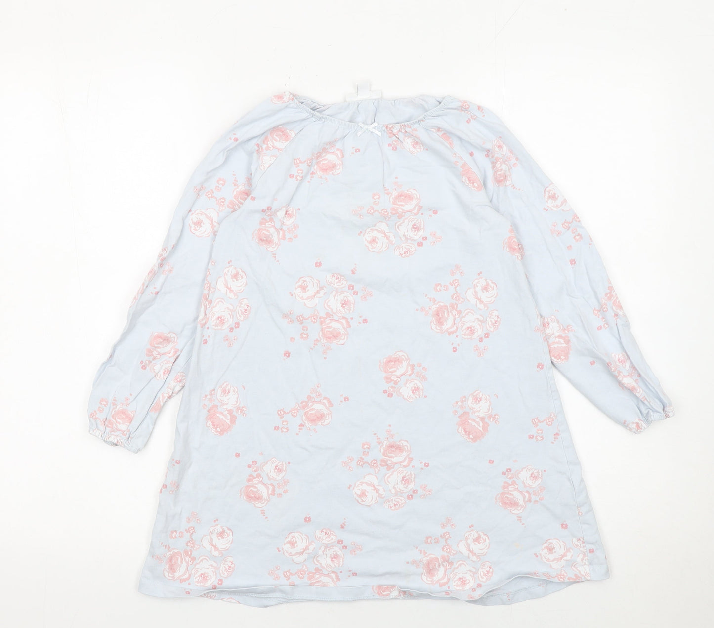 The Little White Company Girls Blue Floral Cotton Shift Dress 7-8 Years
