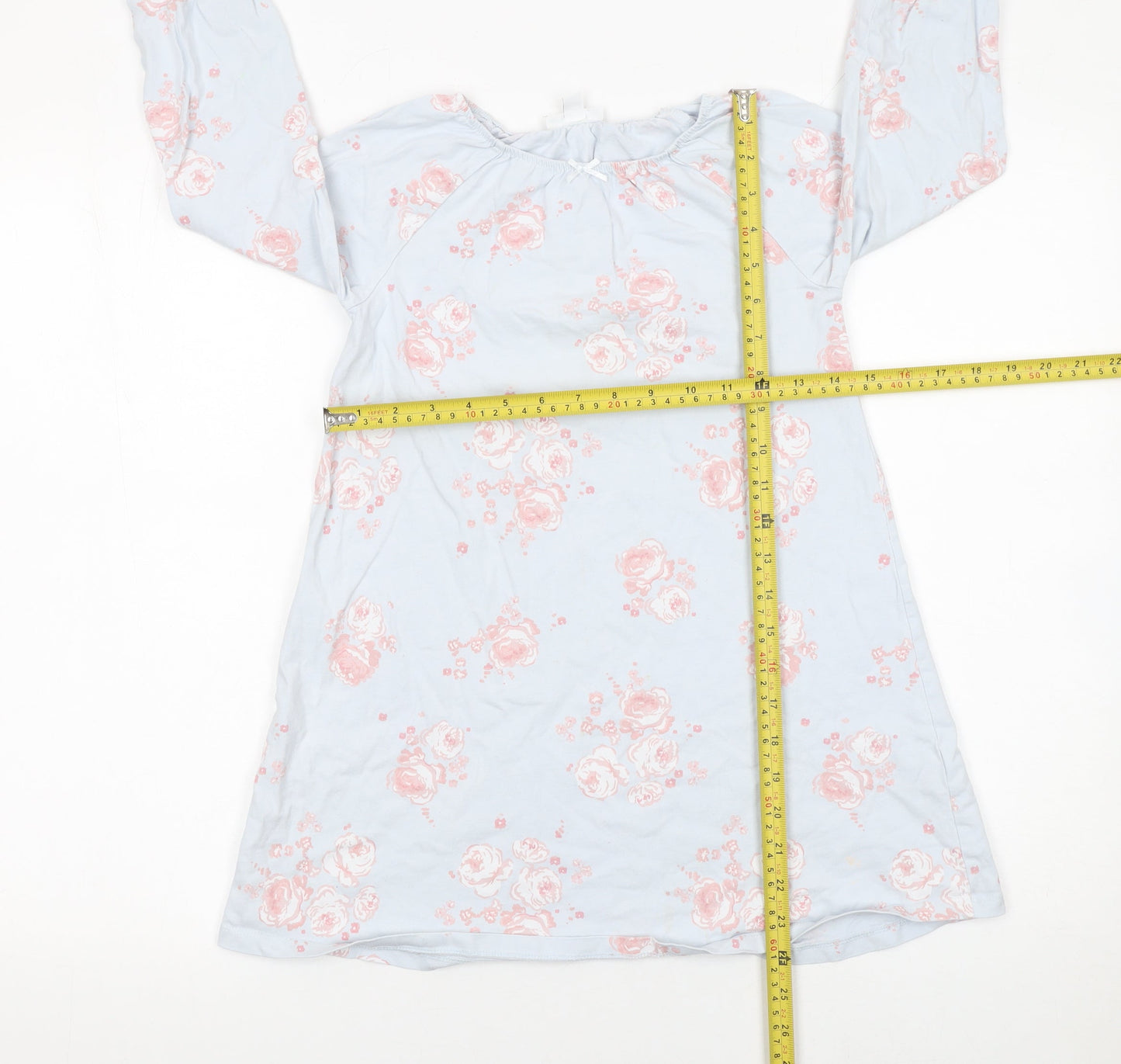 The Little White Company Girls Blue Floral Cotton Shift Dress 7-8 Years