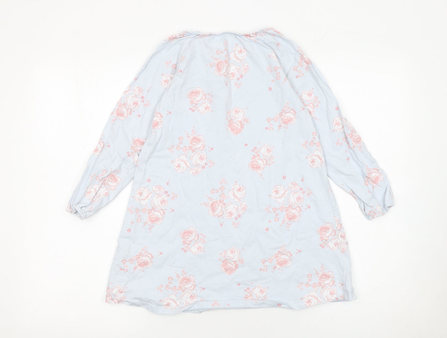The Little White Company Girls Blue Floral Cotton Shift Dress 7-8 Years