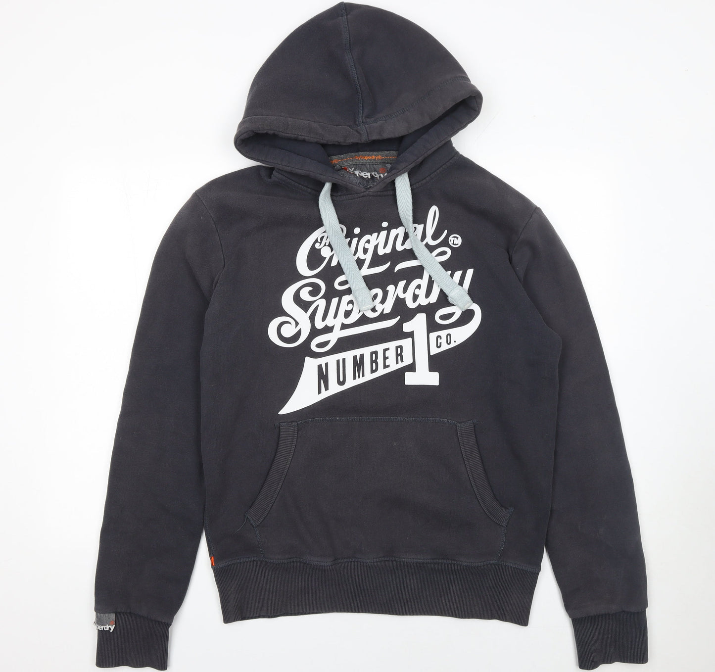 Superdry Men's Black Pullover Hoodie Size M Graphic Logo Fleece