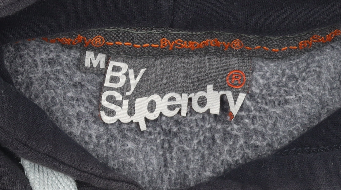 Superdry Men's Black Pullover Hoodie Size M Graphic Logo Fleece