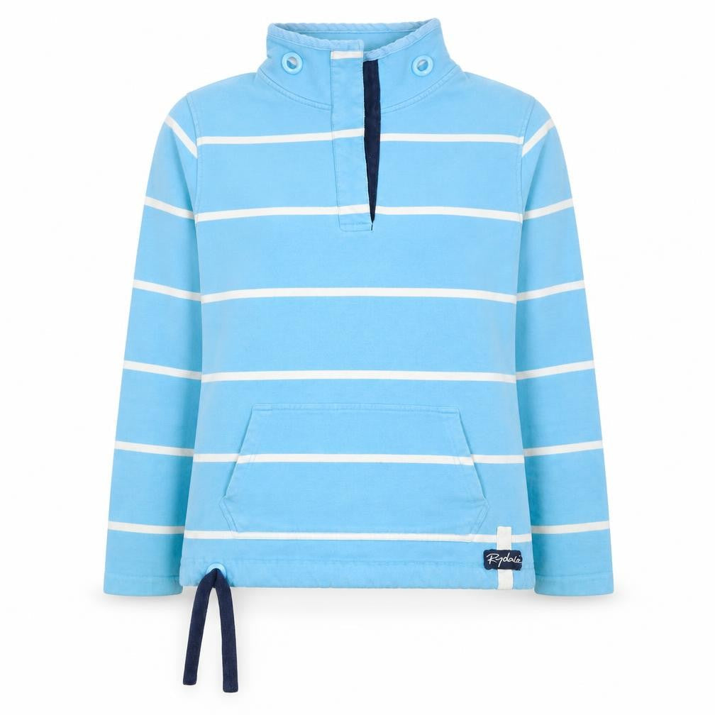 Rydale Women Blue Striped Pullover Sweatshirt Small Cotton Blend