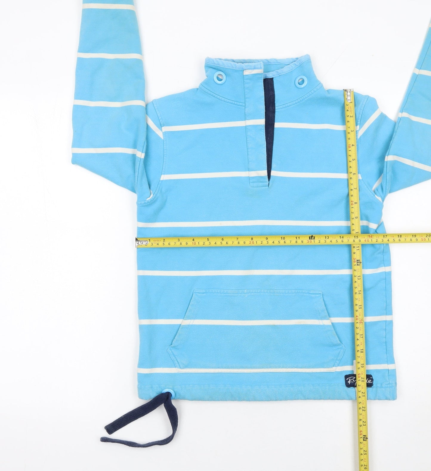 Rydale Women Blue Striped Pullover Sweatshirt Small Cotton Blend