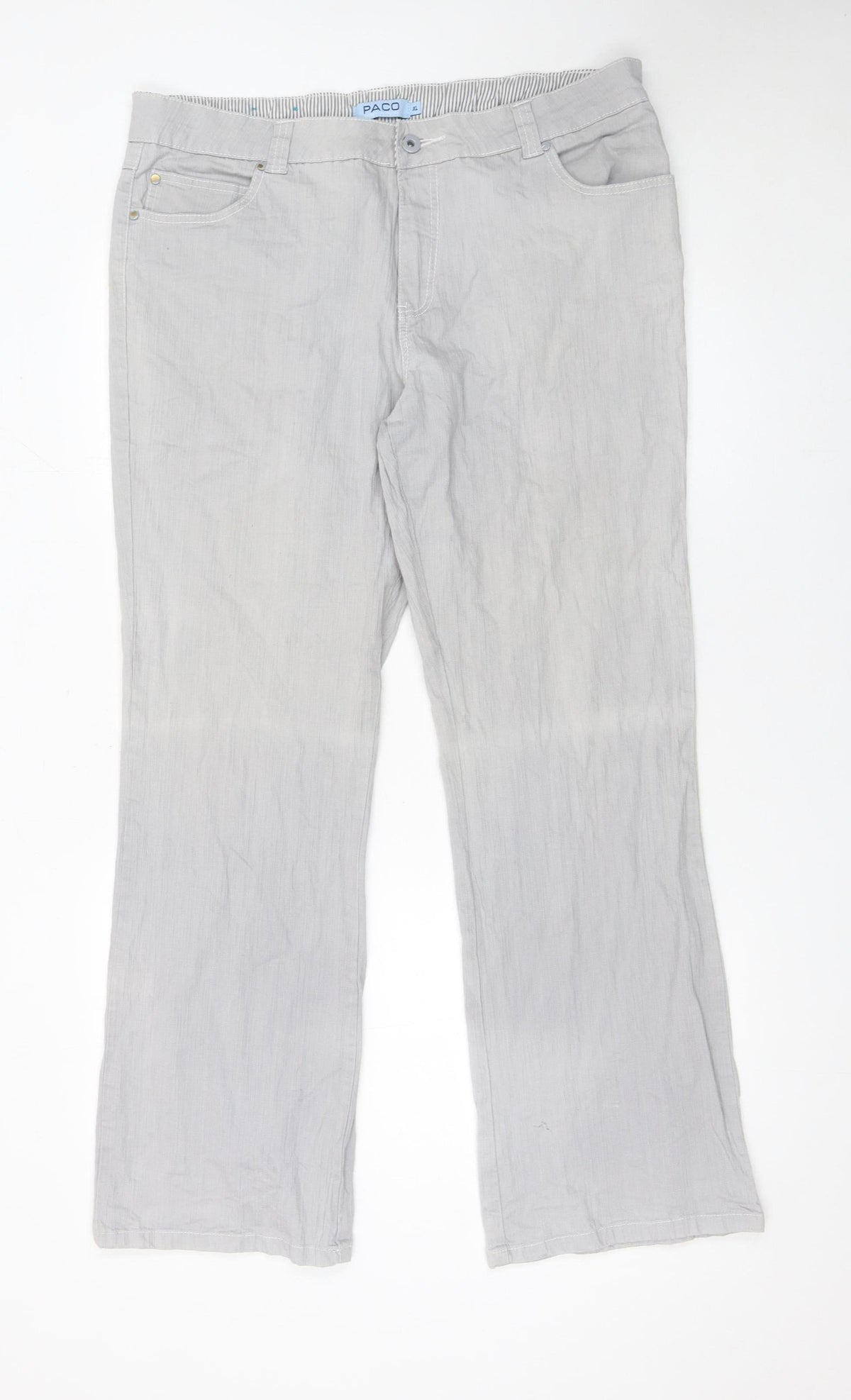 Paco Women’s Grey Stretch Denim Straight Trousers XL