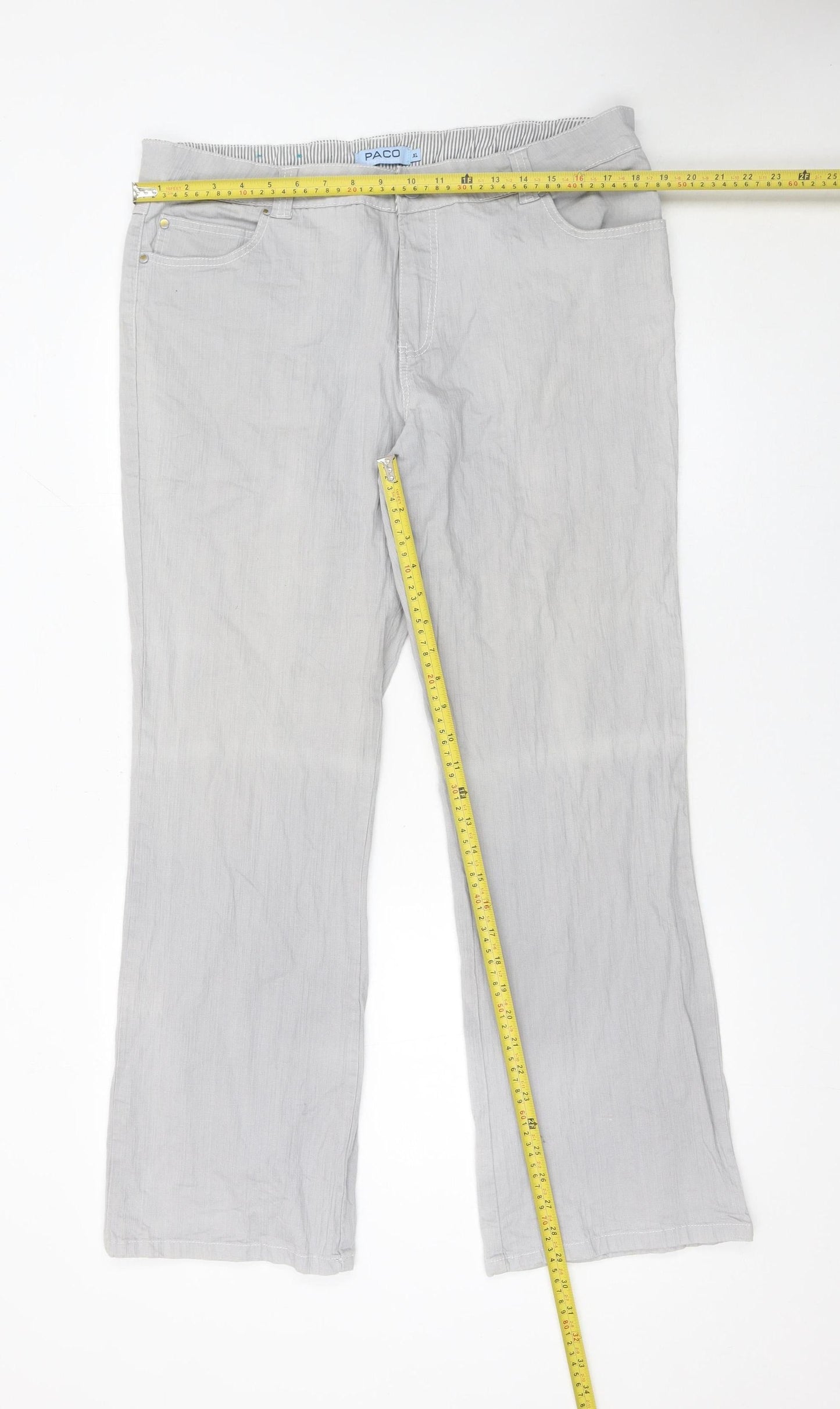 Paco Women’s Grey Stretch Denim Straight Trousers XL