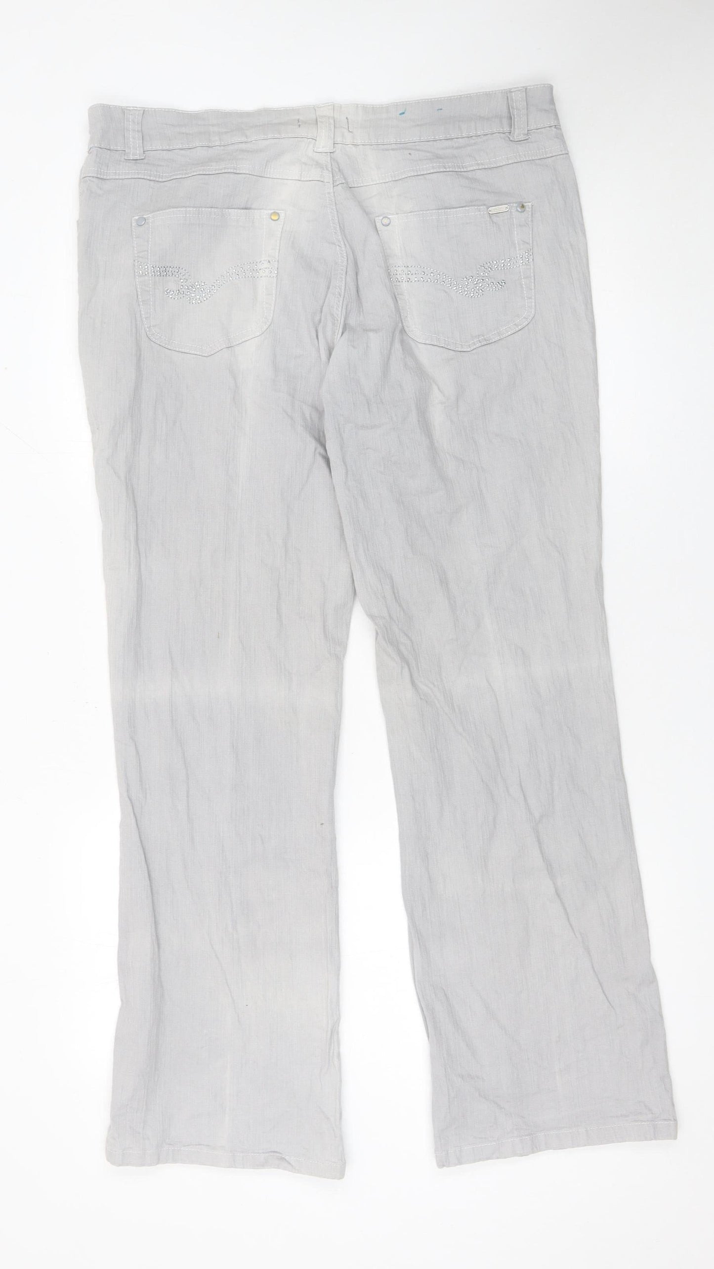 Paco Women’s Grey Stretch Denim Straight Trousers XL
