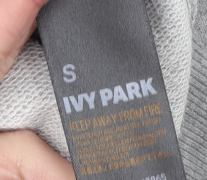 Ivy Park Women's Grey Pullover Hoodie Small Logo Cotton Blend