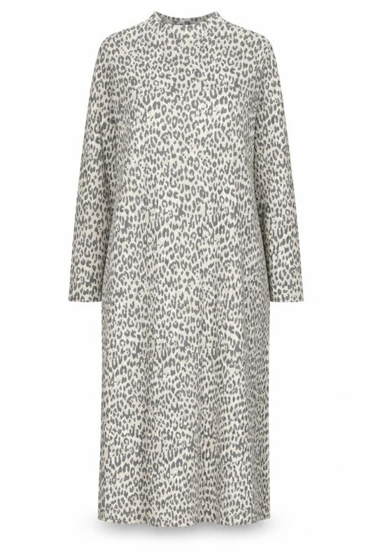River Island Women Beige Leopard Print Long Sleeve Shift Midi Dress Size 18