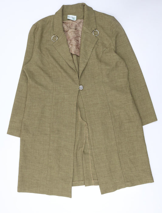 Mish Mash Womens Beige Long Blazer Coat GB 18/20 Single Breasted Wool Blend