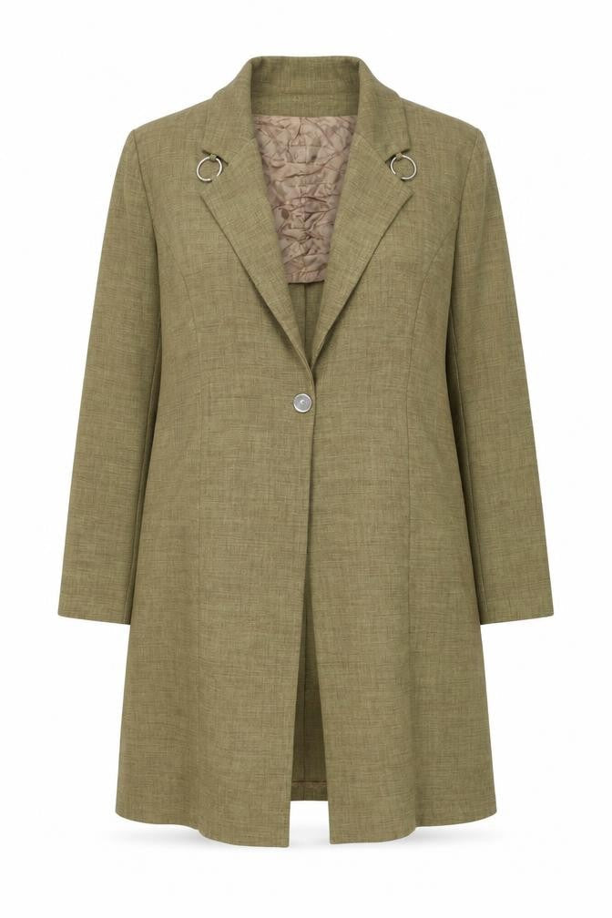 Mish Mash Womens Beige Long Blazer Coat GB 18/20 Single Breasted Wool Blend