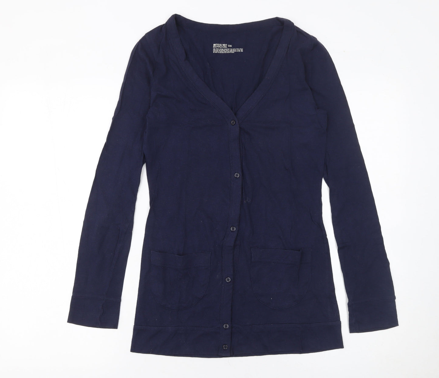 Mossimo Supply Co. Women's Blue XS V-Neck Long Sleeve Cotton Cardigan