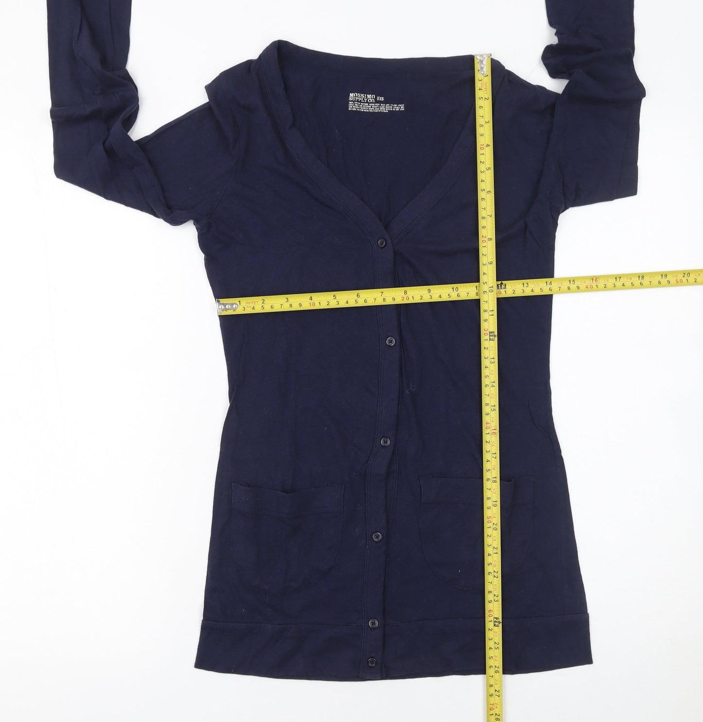Mossimo Supply Co. Women's Blue XS V-Neck Long Sleeve Cotton Cardigan