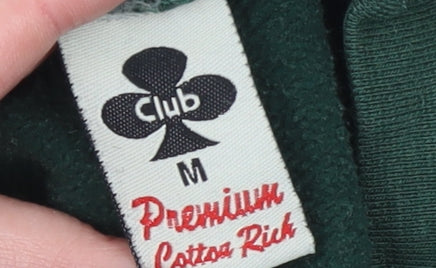 Club Women Green Pullover Sweatshirt M Cotton Rich Classic Fit