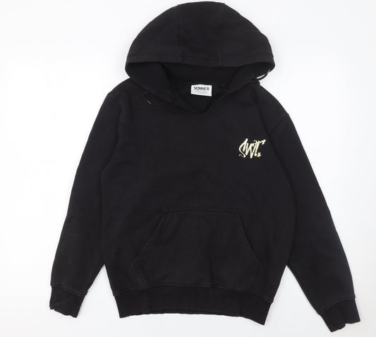 Sonneti Girls Black Pullover Hoodie 12-13 Years Fleece Graphic Logo Sweatshirt