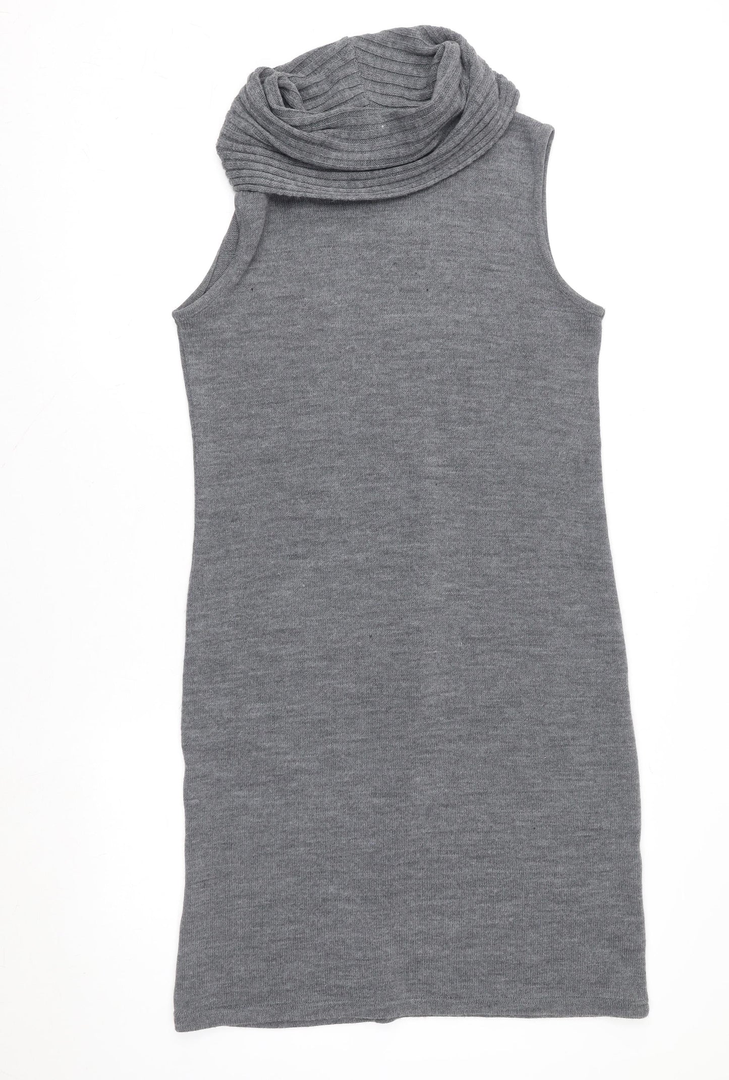 Nina Leonard Women’s Grey Sleeveless Knit Cowl Neck Sweater Dress Size L