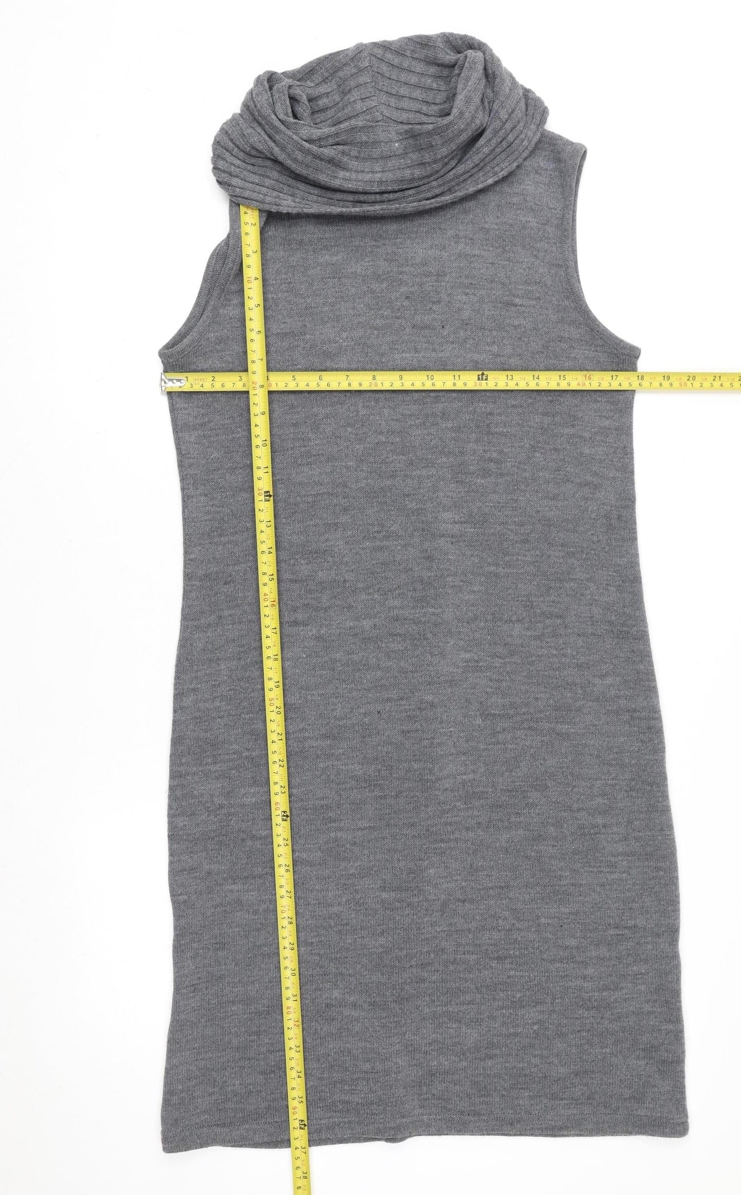 Nina Leonard Women’s Grey Sleeveless Knit Cowl Neck Sweater Dress Size L